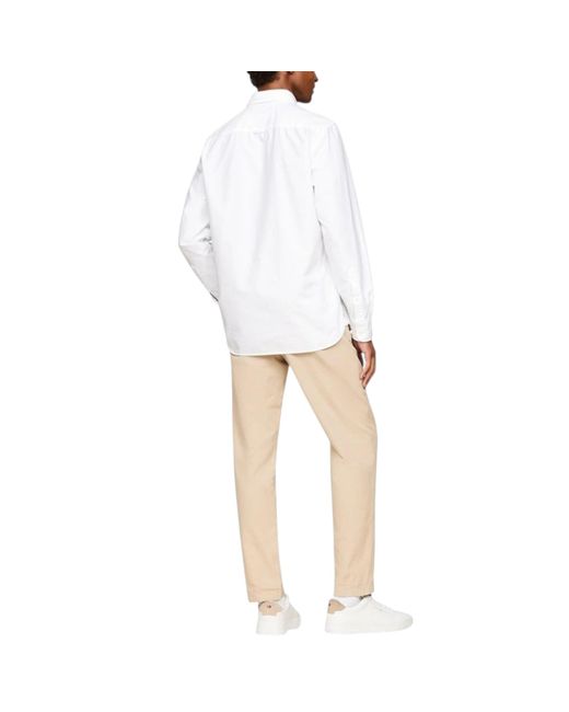 Tommy Hilfiger White Shirts Slim Fit Oxford Long Sleeve Casual Cotton Formal Top for men