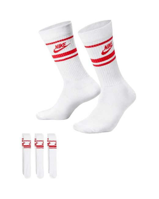 Nike White Sportswear Dri-Fit Everyday Essential Crew Socks 3 Pairs