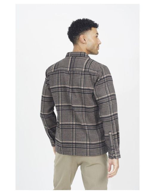 Brave Soul Gray Cotton Blend Long Sleeve Check Shirt for men