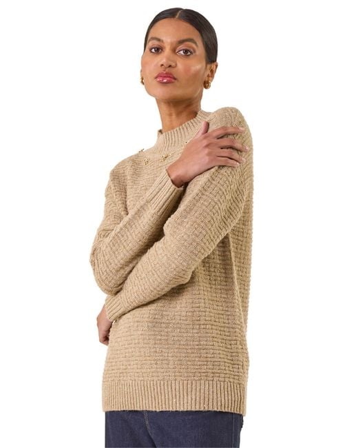Roman Natural Sequin Bow Embellished Knit Jumper