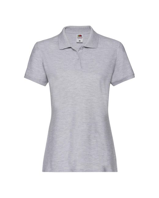 Fruit Of The Loom Gray Ladies Premium Fitted Short-Sleeved Polo Shirt (Athletic Heather)
