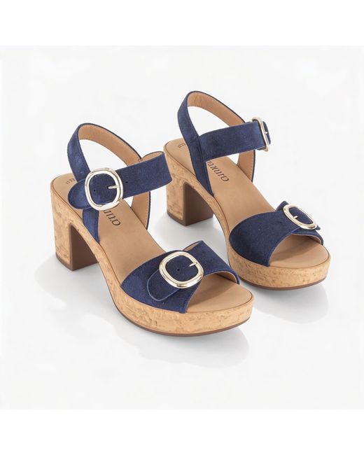 Gabor Blue Fantastica Ankle Strap Sandals Leather