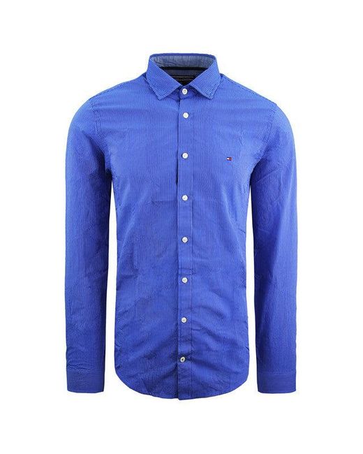 Tommy Hilfiger Blue Darren Slim Fit Striped Shirt for men