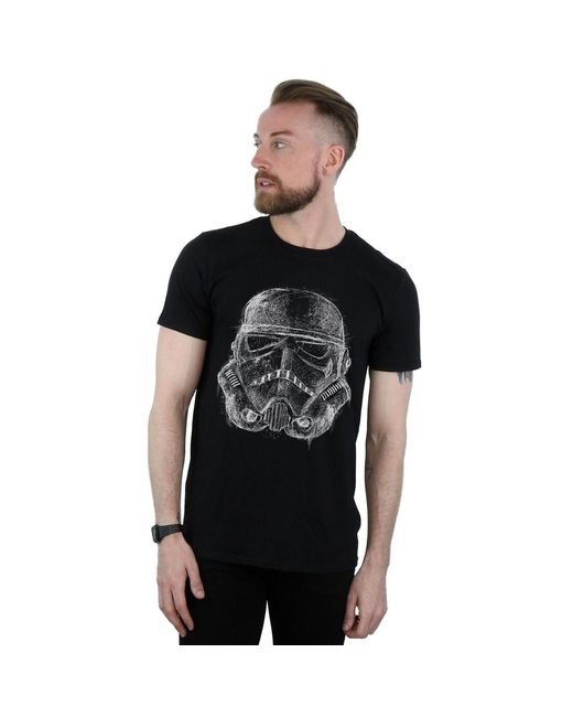Star Wars Black Stormtrooper Scribble Helmet T-Shirt Cotton for men