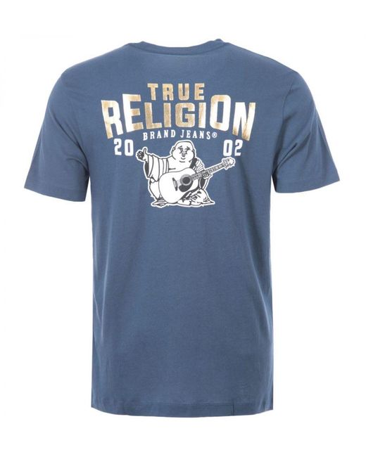 True Religion Men's Monotone Buddha Logo Crew Neck T-shirt In Blue voor heren