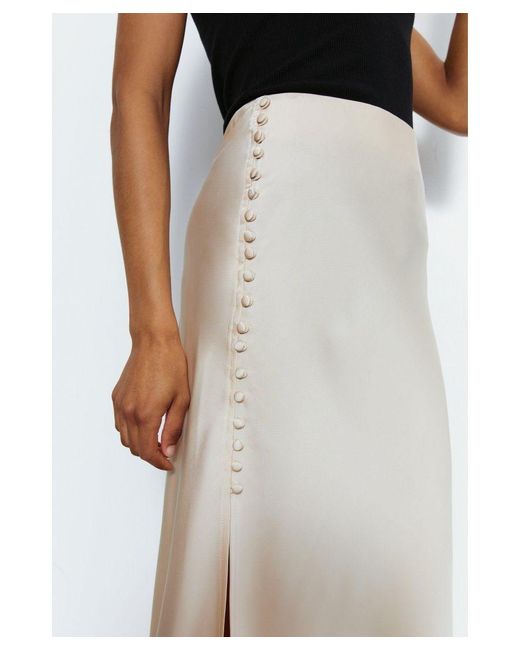 Warehouse White Button Down Midi Split Skirt