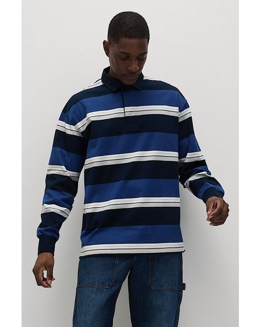 Secret Label Blue Striped Long Sleeve Rugby Shirt for men