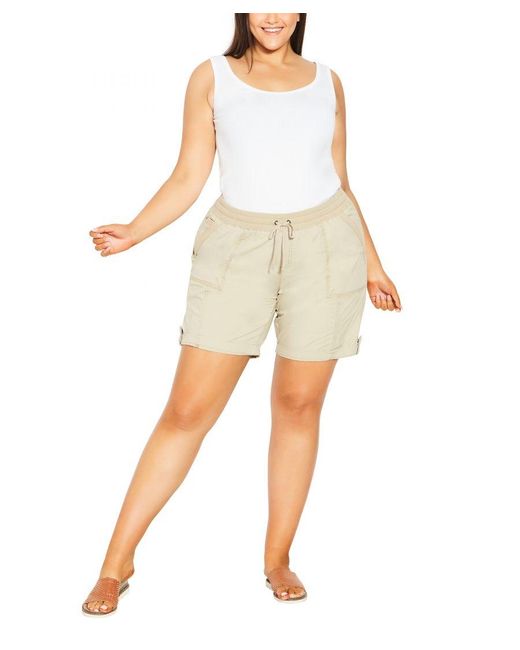 Avenue Plus Size Cotton Casual Shorts in Natural | Lyst UK