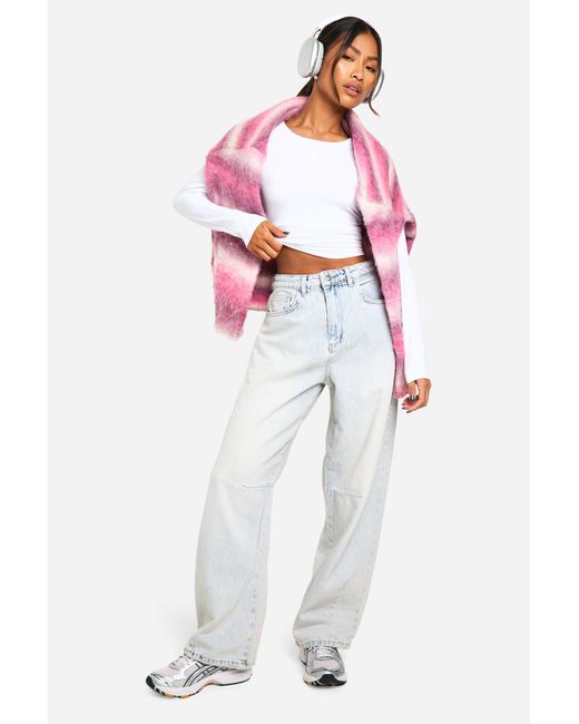 Boohoo White Seam Detail Barrel Leg Jeans