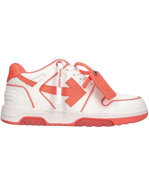 Off-White c/o Virgil Abloh Red Off- Out Of Office Coral Calf Leather Sneakers for men