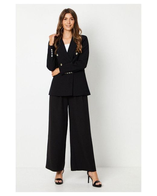 Wallis Black Premium Longline Military Stitch Detail Jacket