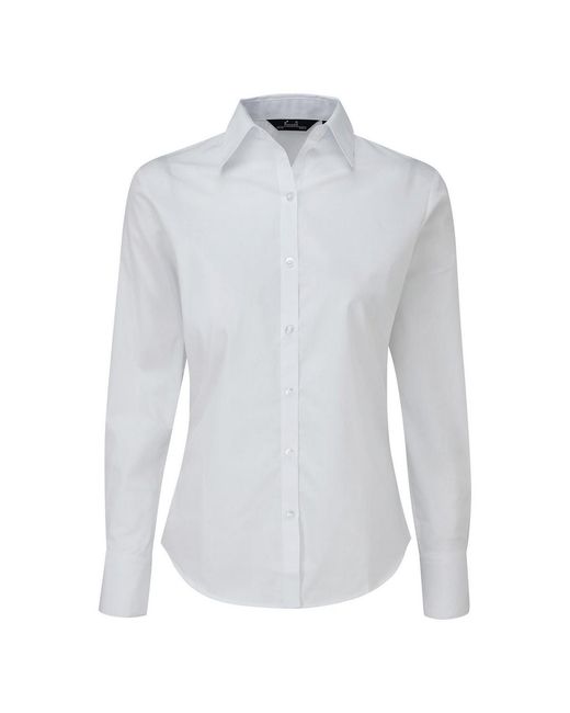 PREMIER White Ladies Poplin Long-Sleeved Blouse