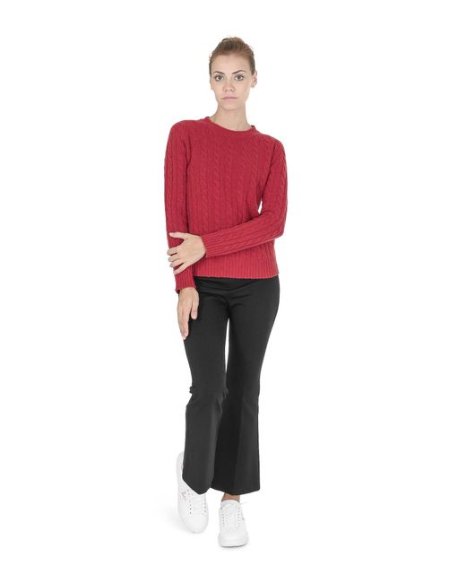 Crown of Edinburgh Cashmere Red Round Neck Sweater Coe 0033