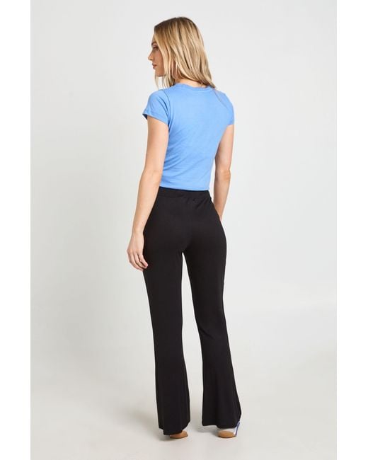 Boohoo Blue Petite Basic High Waist Fit & Flare Trouser