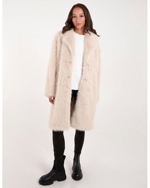 Blue Vanilla Natural Plush Faux Fur Coat
