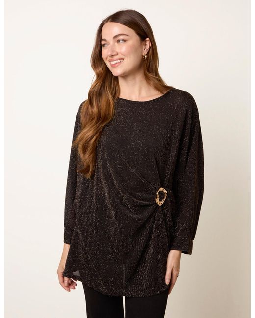 Blue Vanilla Black Buckle Metallic Top