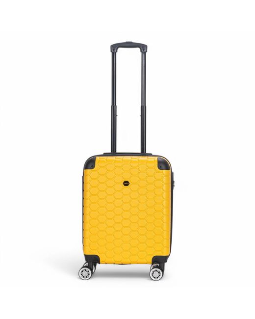 Infinity Leather Yellow Strong Abs Hardshell Cabin Suitcase 55 X 40 X 20 Cm Luggage Suitable For Easyjet, Ryanair