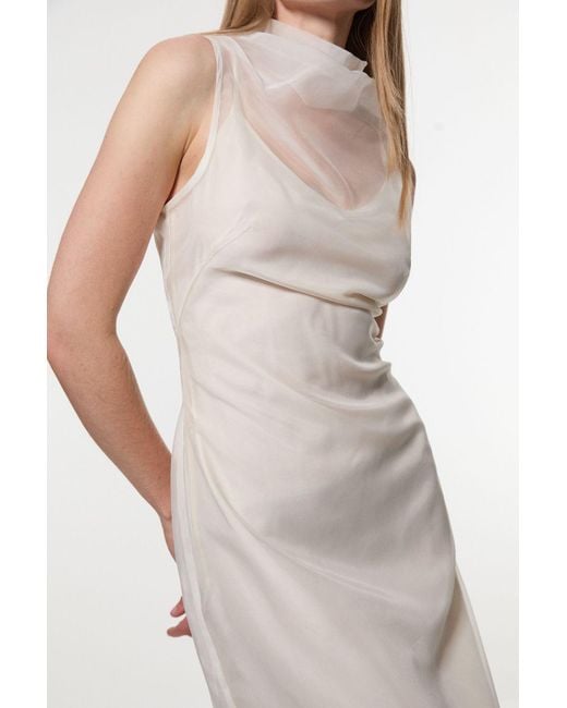 Karen Millen White Digital Ophelia Organdie High Neck Maxi Dress