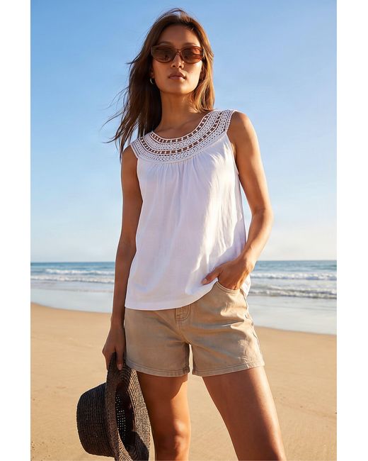 Roman Blue Crochet Trim Vest Top