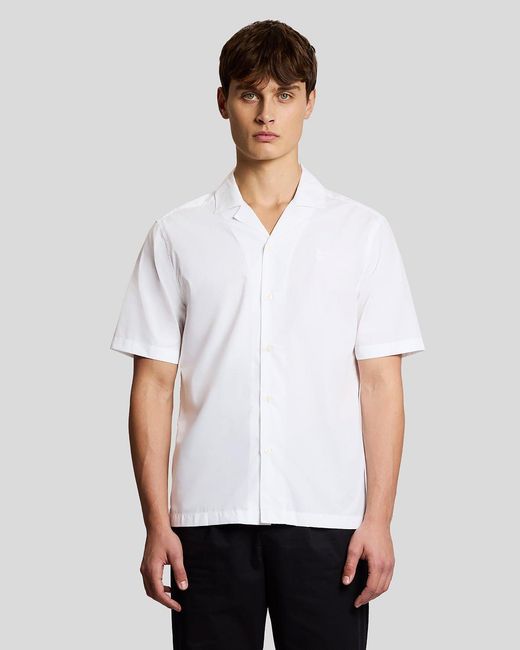 Lyle & Scott White Revere Collar Poplin Shirt for men