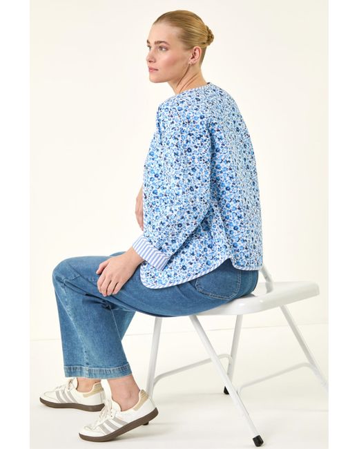 Roman Blue Floral Quilted Jacket