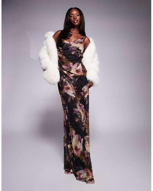 ASOS Purple Strappy Maxi Dress With Seam Detailing