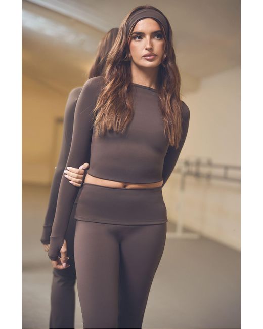 DSGN Studio Brown Sculpt Long Sleeve Top