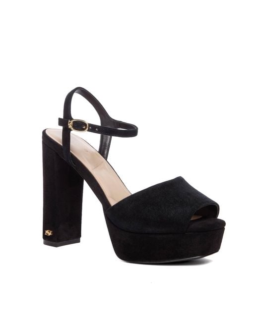 Dune Black Mayci Suede Platform Open Toe Sandals