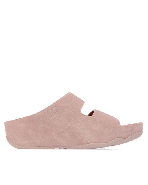 Fitflop Pink S Fit Flop Shuv Two-bar Suede Slide Sandals