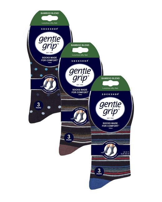 Gentle Grip Black 9 Pack Bamboo Socks for men