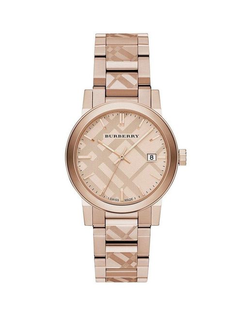 Burberry Metallic Bu9039 Rose Goldtone Dial Stainless Steel Watch