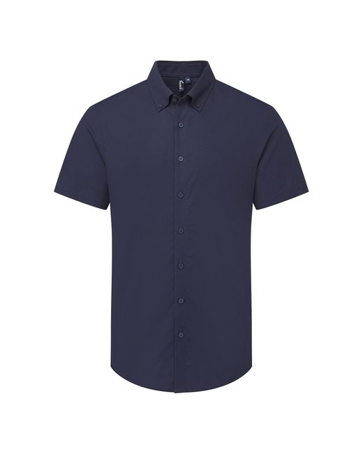 PREMIER Blue Supreme Oxford Short-Sleeved Formal Shirt for men