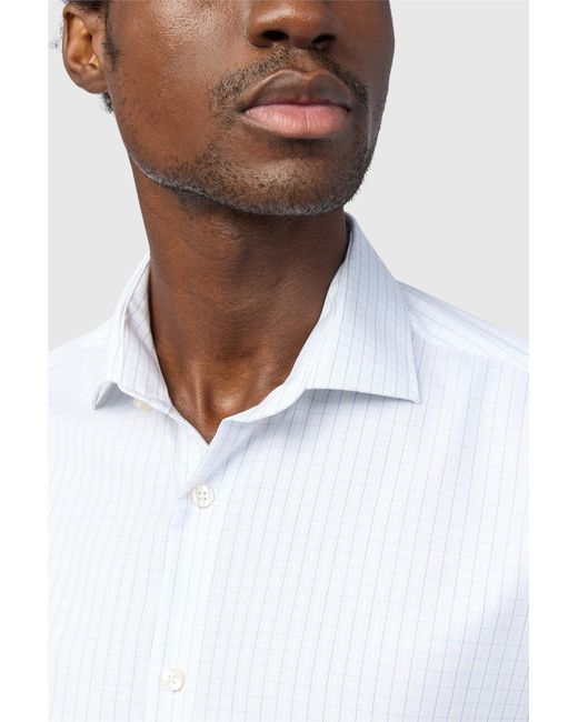 Alexandre Silver Label White Long Sleeve Checked Tailored Formal Shirt for men