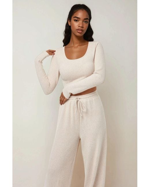 Hiccup Natural Soft Touch Textured Top & Wide Leg Pants Knitted Co-Ord Set
