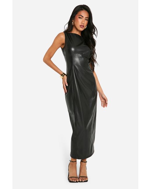 Boohoo Black Faux Leather Midaxi Dress
