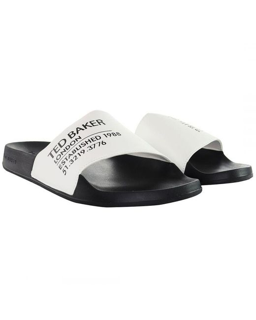 Ted Baker White Aziell Sliders for men