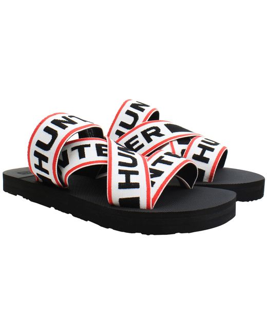 Hunter Black Elastic Crossover Logo Sliders