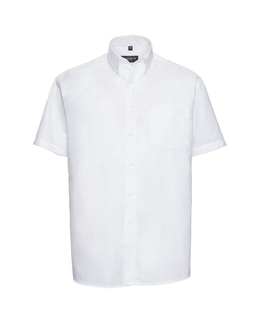 Russell White Collection Oxford Easy-Care Short-Sleeved Formal Shirt for men