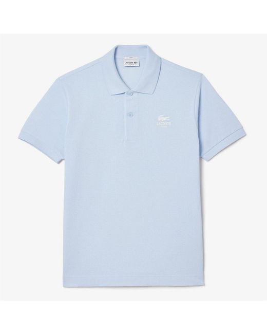 Lacoste Blue Fit Signature Print L.12.12 Polo Shirt for men