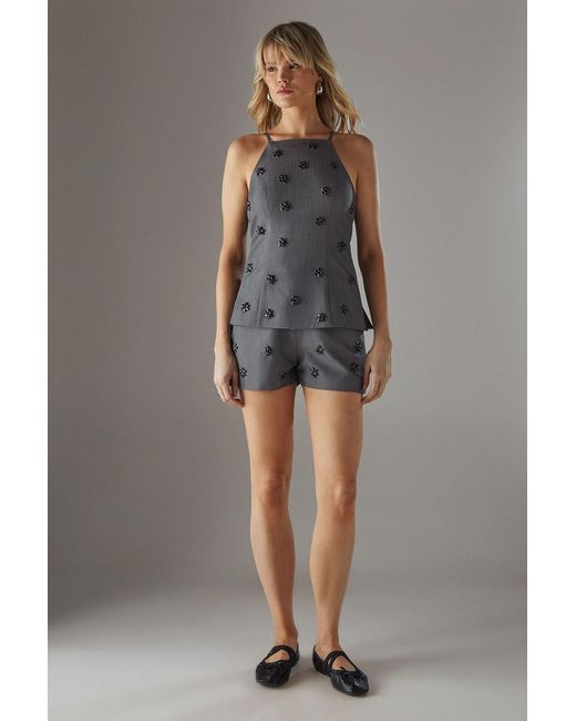 Warehouse Gray Embellished Tailored Shorts