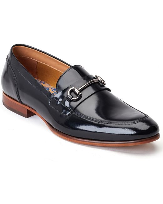 Base London Blue Russo Leather Loafers for men