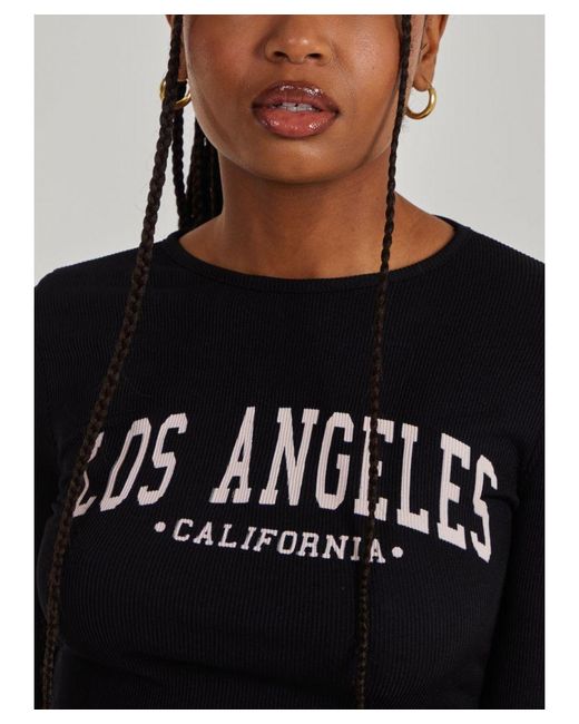 Pink Vanilla Black Los Angeles Varsity Print Top