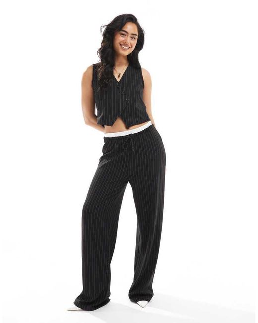 Pieces Black Tailored Asymmetric Placket Detail Waistcoat Co-Ord
