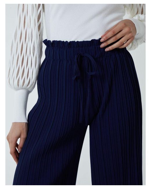 Blue Vanilla Blue Wide Leg Pleated Trousers