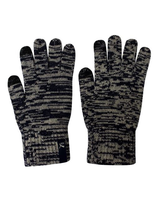 PUMA Black Knit Touchscreen Gloves for men