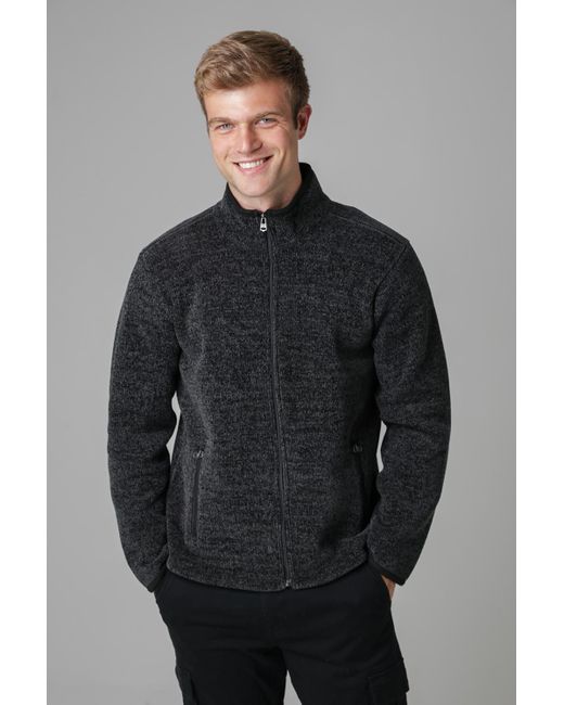 Kensington Eastside Gray Zip-Through Bonded Fleece Jumper for men