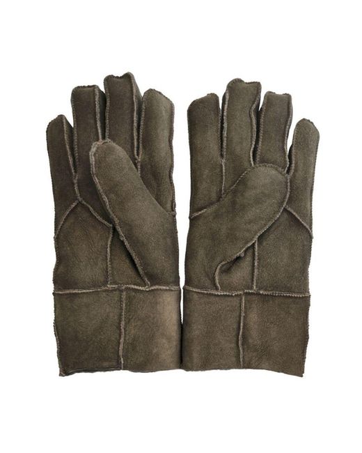 Infinity Leather Green Sheepskin Suede Gloves With Roll Up/Down Cuff