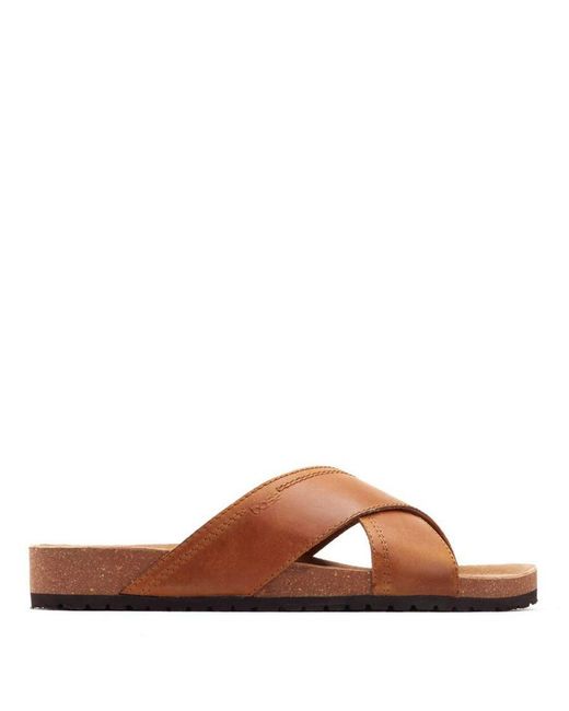 Base London Brown Cancun Pull Up Sandals Leather for men