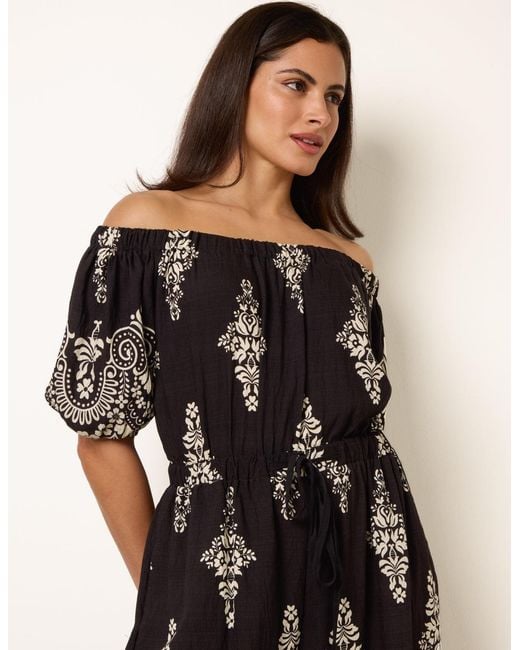 Blue Vanilla Black Printed Off Shoulder Jumpsuit