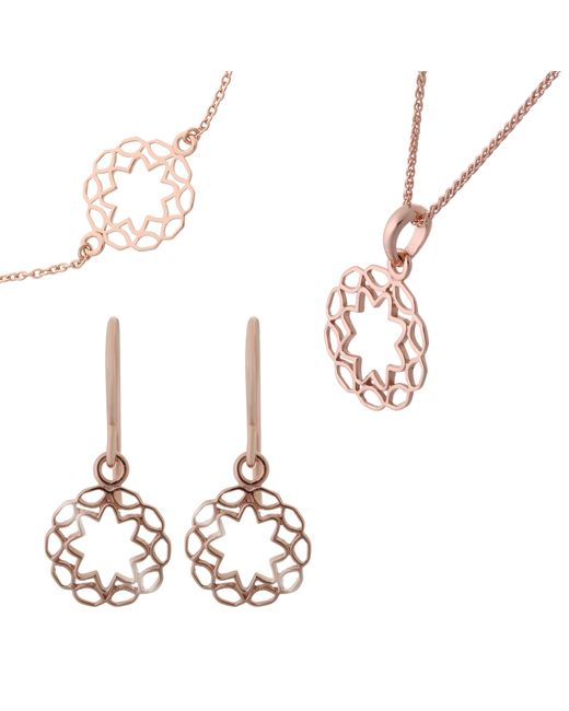 Orphelia Metallic 'Jasmine' 925 Sterling Set: Bracelet + Earrings + Necklace